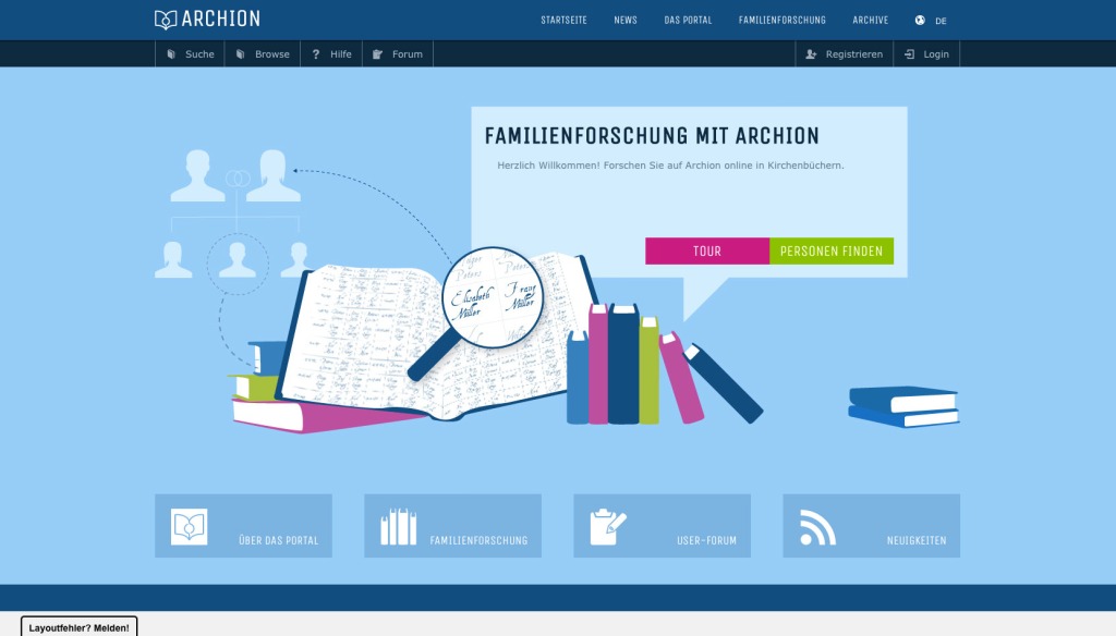 Die Startseite von Archion (Bildquelle: archion.de)